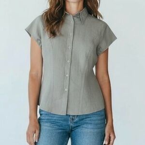 Preston & York Women's Gray Button-Down Shirt Size 16